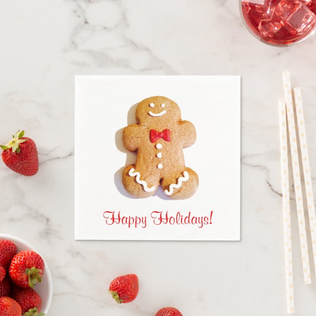 Gingerbread Man Cookies Holidays Xmas Napkins (Insitu)