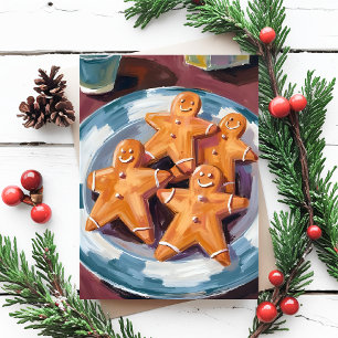 Gingerbread Man Cookies Merry Christmas Holiday Postcard
