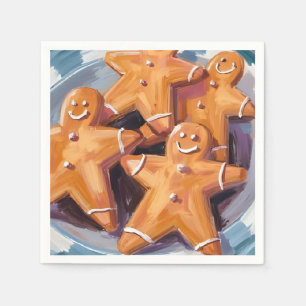 Gingerbread Man Cookies Merry Christmas Napkins