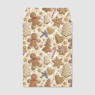 Gingerbread Man Cookies Plaid Envelope Mailers