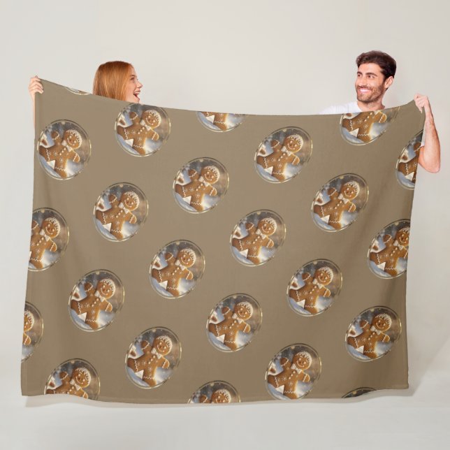 Gingerbread Man Cookies Whimsical Christmas Fleece Blanket (In Situ)