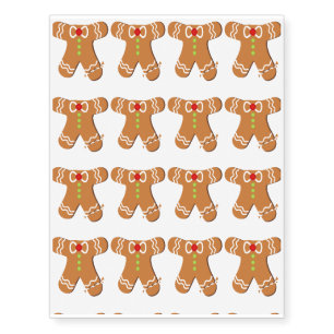 Gingerbread Man Costume Funny Christmas Temporary Tattoos
