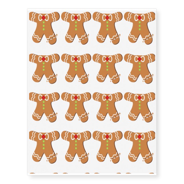 Gingerbread Man Costume Funny Christmas Temporary Tattoos (Front)