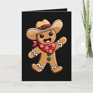 Gingerbread Man Cowboy Hat Bandana Christmas Xmas Card