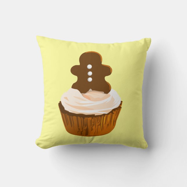 Gingerbread man cupcake throw pillow (Front)