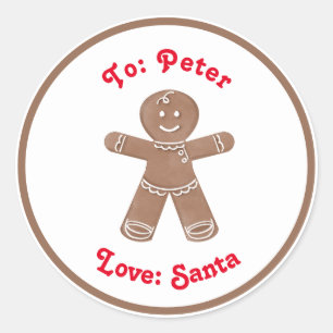 Gingerbread Man Custom Gift Tag Sticker