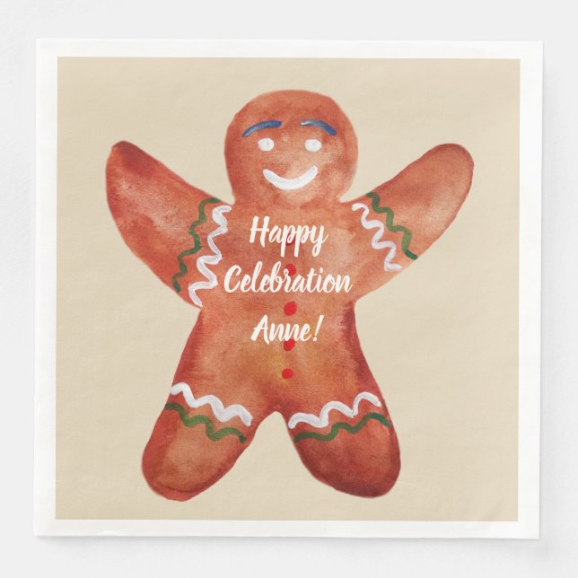 Gingerbread Man Custom Text Napkins (Front)