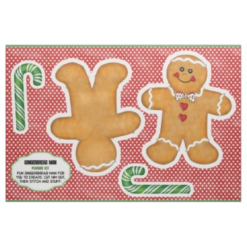 Gingerbread Man Cut And Sew Plushie Kit Fabric by uniqueprints at Zazzle