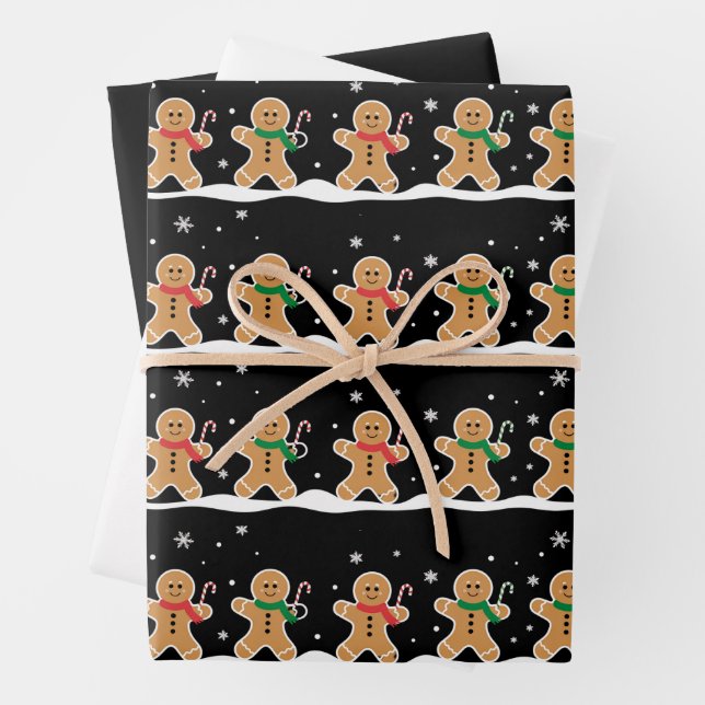 Gingerbread Man Cute Christmas Holiday Baker  Wrapping Paper Sheets (In situ)