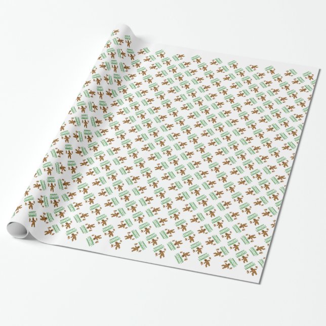 Gingerbread Man Disguise Wrapping Paper (Unrolled)
