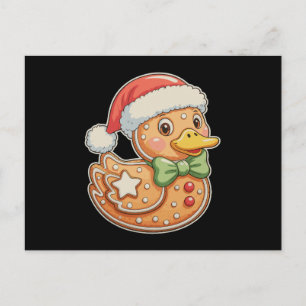 Gingerbread Man Duck Christmas Xmas Holiday Postcard