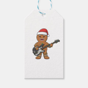 Gingerbread Man Electric Guitar Rock Funny Holiday Gift Tags