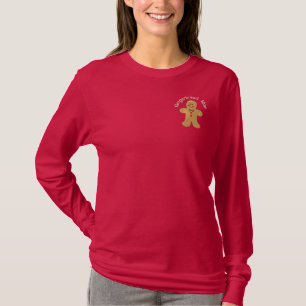 Gingerbread Man Embroidered Long Sleeve T-Shirt