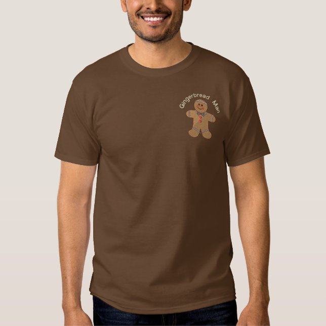 Gingerbread Man Embroidered T-Shirt (Front)