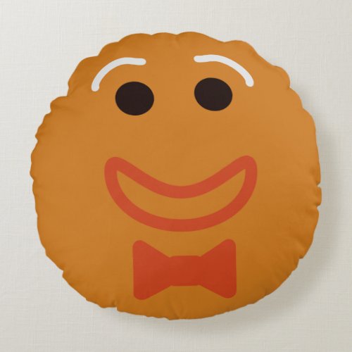Gingerbread Man Face Fun Cookie Holiday Round Pillow