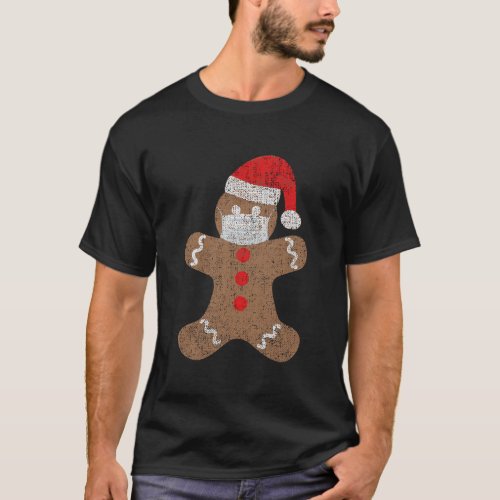 Gingerbread Man Face Mask Christmas Gift Social Di T_Shirt