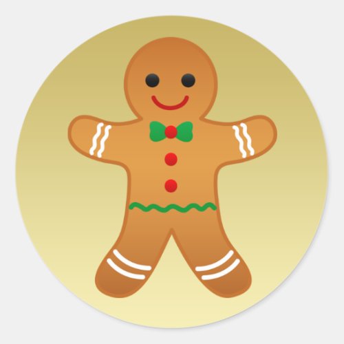 Gingerbread Man  Faux Gold Christmas Sticker