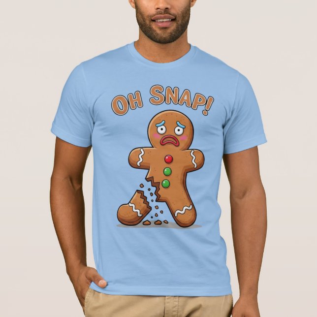 Gingerbread Man Finally Snapped Funny Christmas T-Shirt (Front)