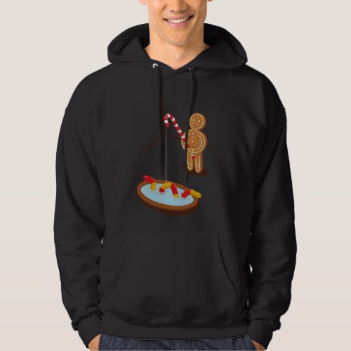 Gingerbread Man Fishing With A Gummy Worm Hoodie