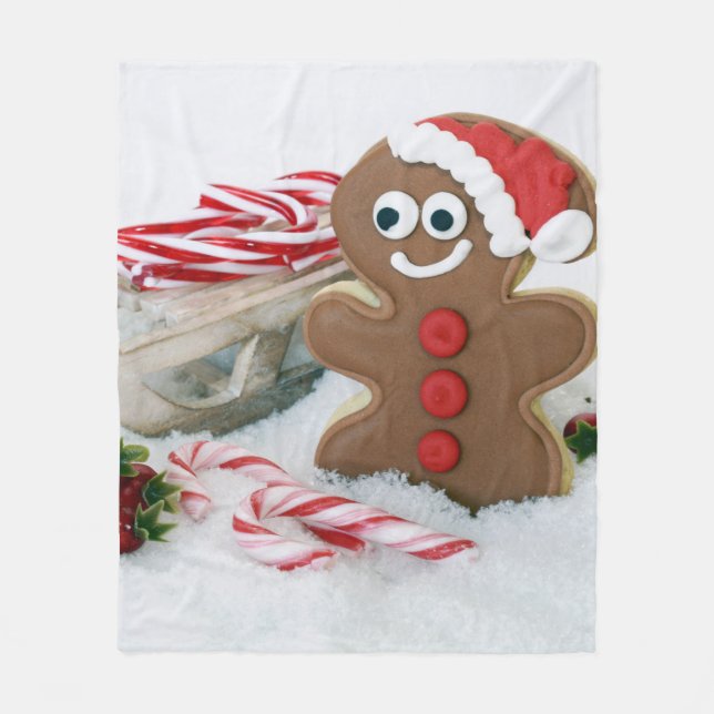 gingerbread man fleece blanket (Front)