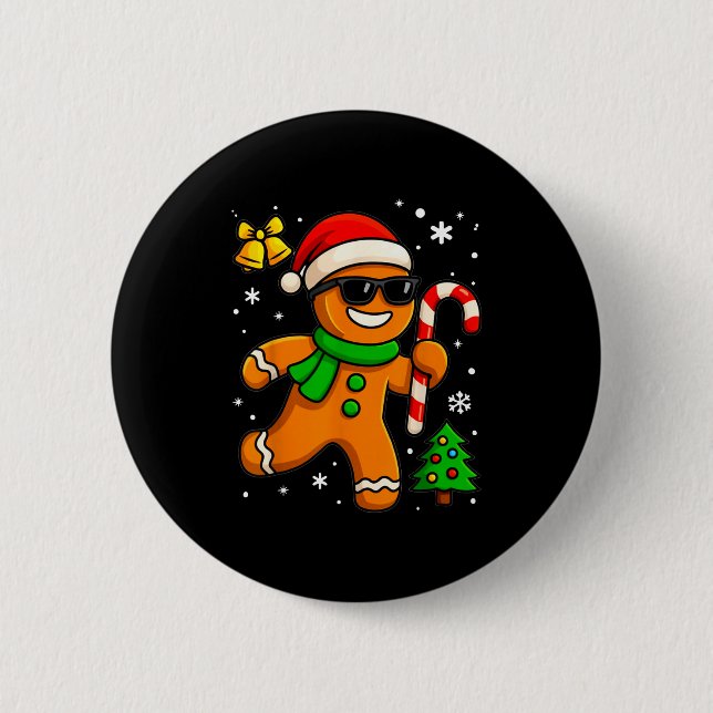 Gingerbread Man Funny Christmas Cookie Costume Bak Button (Front)