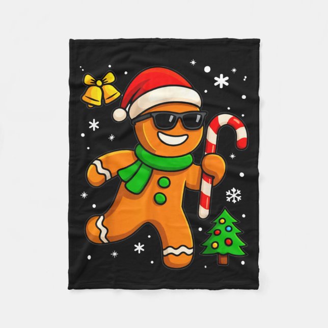 Gingerbread Man Funny Christmas Cookie Costume Bak Fleece Blanket (Front)
