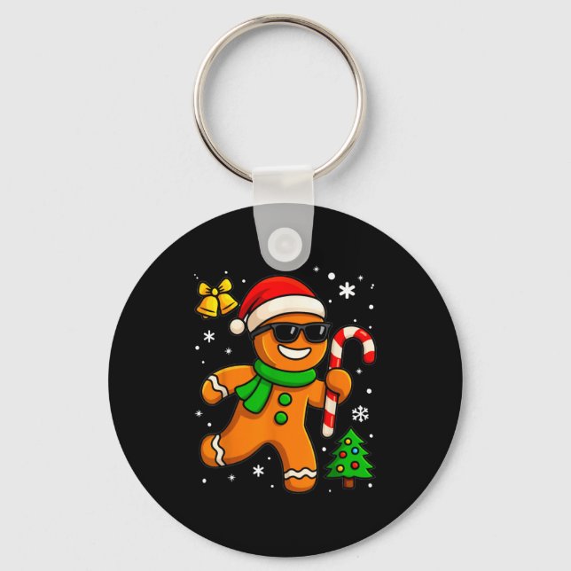 Gingerbread Man Funny Christmas Cookie Costume Bak Keychain (Front)