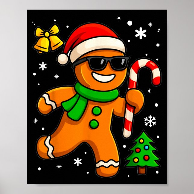 Gingerbread Man Funny Christmas Cookie Costume Bak Poster (Front)