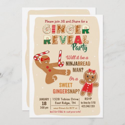 Gingerbread Man Gender Reveal Party Invitation