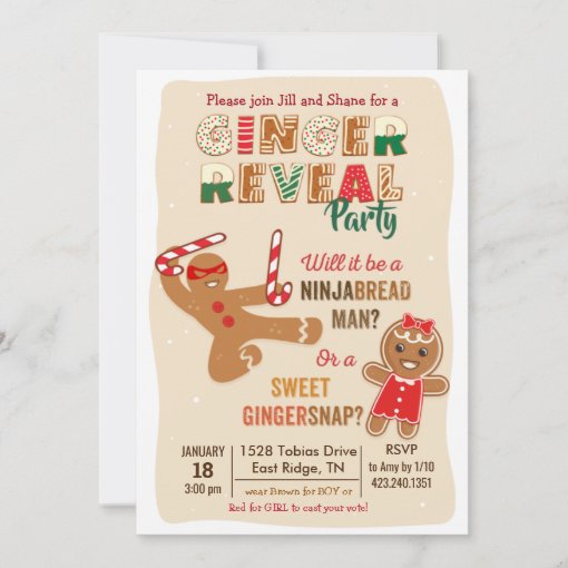 Gingerbread Man Gender Reveal Party Invitation Zazzle