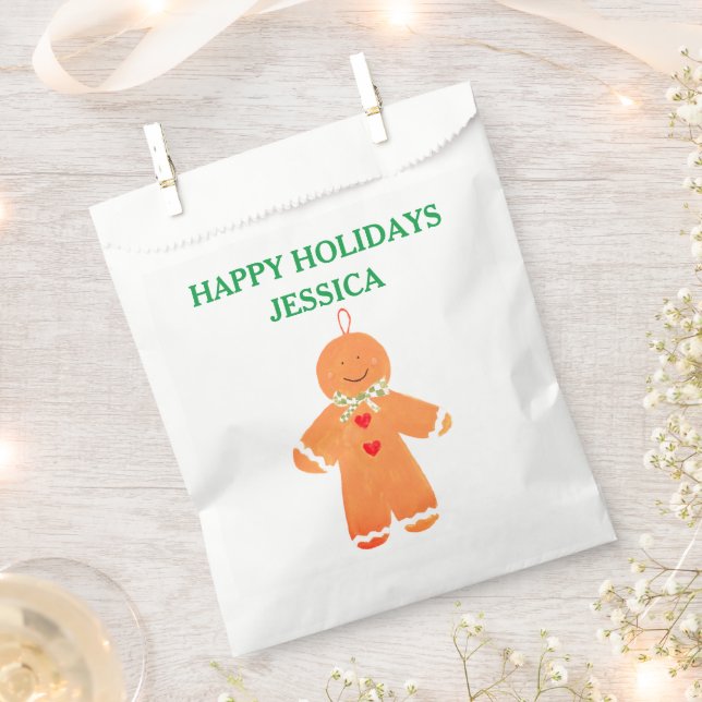 Gingerbread man gift Christmas party Cute Xmas Favor Bag (Clipped)