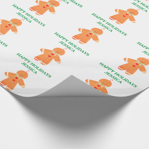 Gingerbread man gift Christmas party Cute Xmas Wrapping Paper