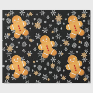 Gingerbread Man Gingerbread Cookies Snowflakes Wrapping Paper