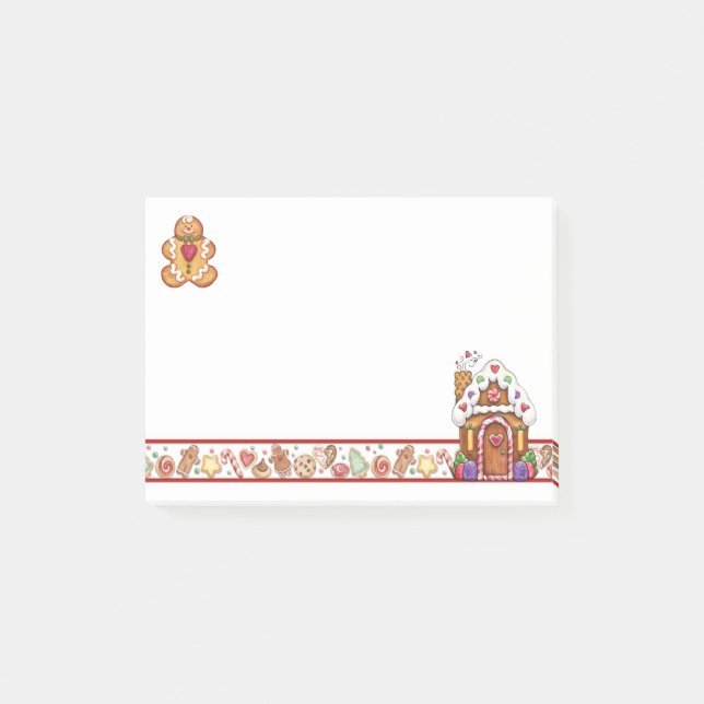 Gingerbread Man & Gingerbread House Post-It Note (Front)