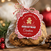 Gingerbread man Gingham Christmas Cookies Hang tag