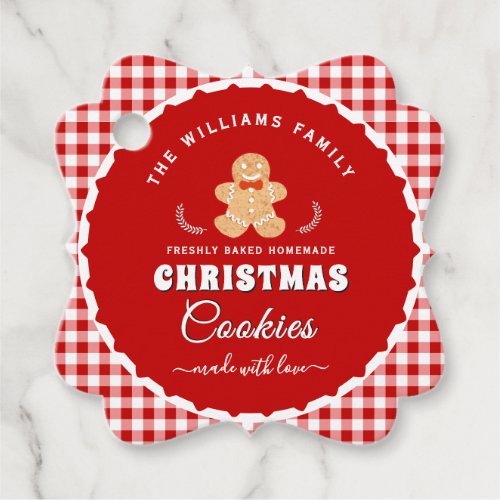 Gingerbread man Gingham Christmas Cookies Hang tag