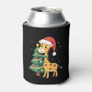 Gingerbread Man Giraffe Santa Hat Christmas Tree T Can Cooler