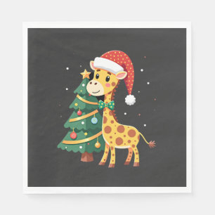 Gingerbread Man Giraffe Santa Hat Christmas Tree T Napkins