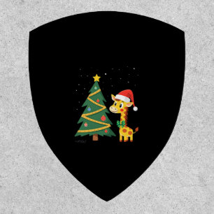 Gingerbread Man Giraffe Santa Hat Christmas Tree T Patch