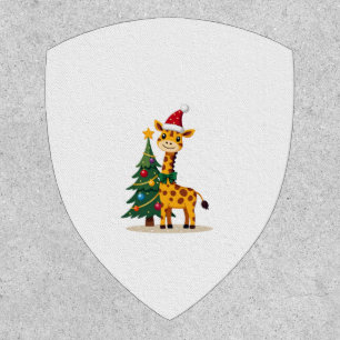 Gingerbread Man Giraffe Santa Hat Christmas Tree T Patch