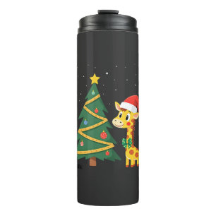 Gingerbread Man Giraffe Santa Hat Christmas Tree T Thermal Tumbler