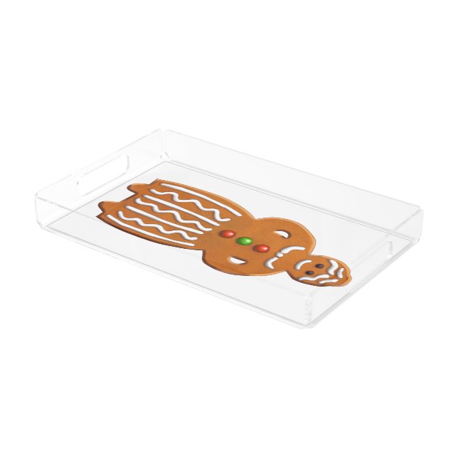 Gingerbread man grandma cookie cute acrylic tray (Angled)