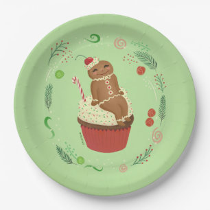 Gingerbread Man Green  Paper Plates