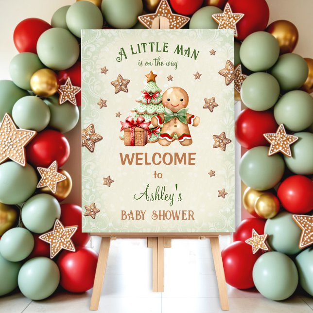 Gingerbread Man Green Red Christmas Baby Shower Foam Board (Gingerbread Man Green Red Christmas Baby Shower Foam Board)