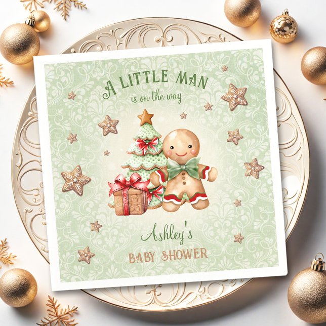 Gingerbread Man Green Red Christmas Baby Shower Napkins (Gingerbread Man Green Red Christmas Baby Shower Napkins)