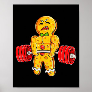 Gingerbread Man Gym Bodybuilding Weightlifting Chr Poster