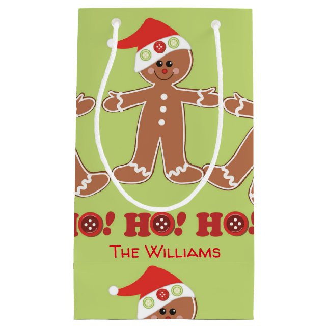 Gingerbread Man Ho Ho Ho Small Gift Bag (Front)