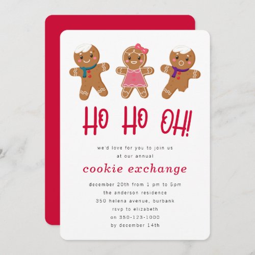 Gingerbread Man Holiday Christmas Cookie Exchange Invitation