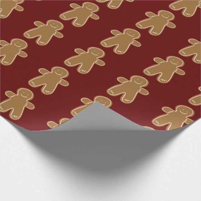 Gingerbread Man Holiday Christmas Festive Cute Wrapping Paper (Corner)