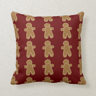 Gingerbread Man Holiday Christmas Festive Decor Throw Pillow